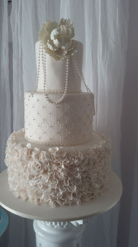 Frills and pearls Christening cake cake