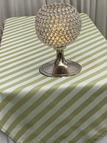 green striped tablecloth
